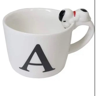 PEANUTS snoopy Initial mug with Snoopy figure M A - Image 1 of 3