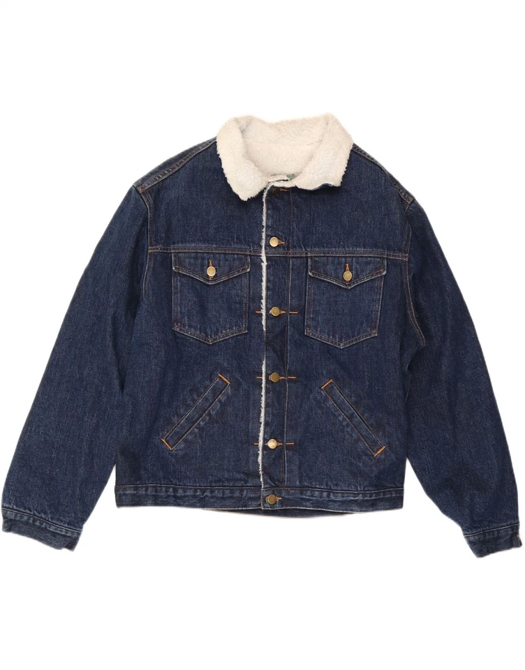 Chaqueta de mezclilla Sherpa Green Fox para hombre Reino Unido 38 azul medio CO23 Foto 1 de 3