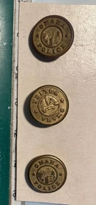 VINTAGE SET OF 3 ANTIQUE OMAHA NEBRASKA POLICE DEPARTMENT BRASS UNIFORM BUTTONS - Picture 1 of 3
