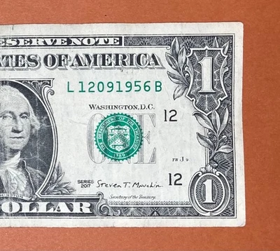December 9, 1956 ; 12 September 1956 (L 12091956 B) Birthday $1 One Dollar Bill - Image 1 of 3