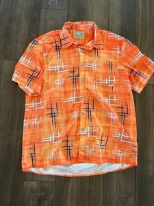 Royaura Hawaiihemd Herren Large Orange Geometrisches Muster Knopfleiste Kurzarm - Bild 1 von 6