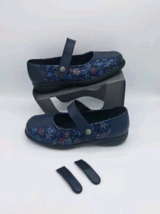 Women’s Cosy feet Laura Mary Jane Extra Roomy Navy Leather Floral Size UK 5 - Picture 1 of 15