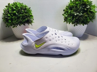Nike Aqua Swoosh Sandals White/Pure Platinum Volt Big Kids Size 7Y 🟡 FV6363-100 - Image 1 of 4