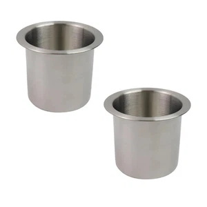 2 PCs Stainless Steel Cup Holder - 3.5" Metal Sofa Recliner & Boat Insert - Picture 1 of 5