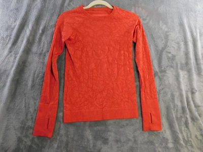 Pullover Lululemon Rest Less para mujer 6 Top Coral Jacquard Agujero para el pulgar Yoga Foto 1 de 4