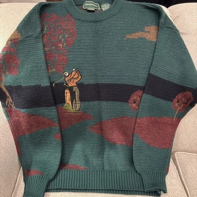 Chartwell Golf Themed Knit Sweater 90’s Size L - Image 1 of 4