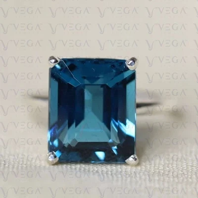 5.00Carat Emerald Cut Natural Topaz Solitaire Wedding Ring 950PT Platinum Plated - Image 1 of 4