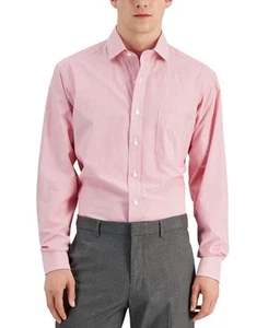 Club Room Men's Regular Fit Performance Cotton Stripe Dress Shirt Red-16 32/33 - Picture 1 of 7