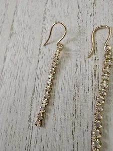 $429 Ross Simon 18k Yellow Gold/Sterling Silver Diamond Linear Tennis earrings - Picture 1 of 9