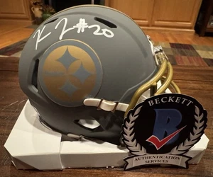 Mini casco Kaleb Johnson autografato Pittsburgh Steelers ardesia Beckett - Foto 1 di 11