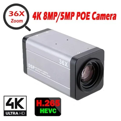Hikvision Compatible 36X Zoom POE 5MP/8MP 4K IMX415 IP BOX Camera CCTV H.265 - Image 1 of 4