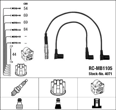 4071 NGK Ignition Cable Kit for MERCEDES-BENZ - Image 1 of 1