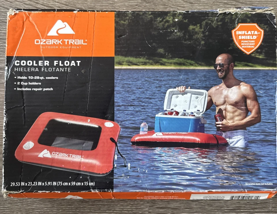Ozark Trail Cooler Float Water Sports Holds 28qt Coolers and 2 Cup Holders