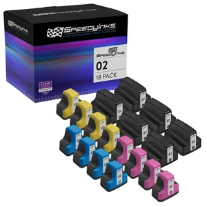 SPEEDY 18PK Replacement HP 02 Ink Cartridge Black Color PhotoSmart C5180 C6180 - Picture 1 of 6