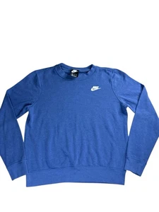 Nike Damen Sweatshirt mit Rundhalsausschnitt Langarm blau weiß Swoosh Activewear - Bild 1 von 8