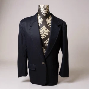 Blazer Liz Claiborne Vintage Lana Navy Taglia 12 Collezione "Un Giorno Alle Gare" - Foto 1 di 10