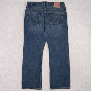 Levis 557 Jeans Relaxed Bootcut Men 34x30 Dark Wash Whiskered Cowboy Western Y2K - Picture 1 of 9