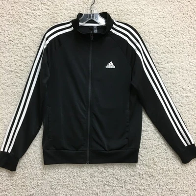 Adidas Track Jacket Medium Adult Black Primegreen Full Zip Striped Logo Womens M - Image 1 of 4