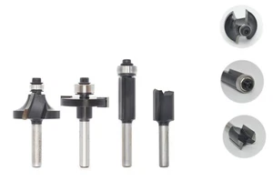 T-TECH ROUTER BIT 1/4" Diameter Set Of 4 Guided Ovolo Slotted Trimmer & Straight - Picture 1 of 7