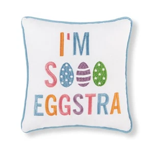 Almohada de acento Eggstra bordada pequeña/pequeña primavera Pascua, 10" x 10" - Imagen 1 de 4