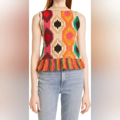 NUEVO Alice + Olivia Reva Estampado Flecos Tejido Shell Talla Mediana Foto 1 de 4