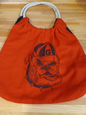 Vintage UGA  Georgia Bulldogs Tote Bag Purse Travel  with Rope Handles Handmade Cover