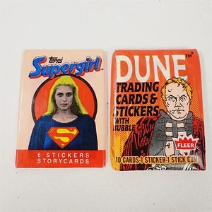 2 Vintage 1984 Trading Cards Topps Supergirl Stickers & Fleer Dune Gum - Sealed - Picture 1 of 6