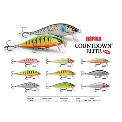 Señuelo de pesca Rapala Countdown Elite CDE75 7,5 cm 10 g trucha marina perca lubina Foto 1 de 4