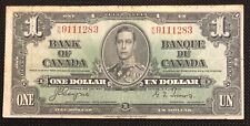 1937 Bank of Canada $1 One Dollar Banknote BC-21d Coyne/Towers K/N Prefix