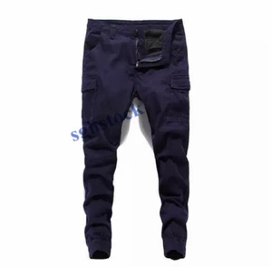 Mens Cargo Baggy Overalls Slim Trousers Relaxed Skinny Working Pencil Pants New - Picture 1 of 12