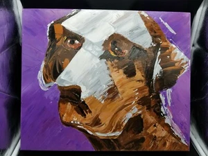 Boxer Dog with Purple Background Acrylic Painting On Canvas - Picture 1 of 3