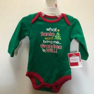 Weihnachten Baby Junge Mädchen Unisex BodySuit 1-teilig grün 0-3 Monate Oma bringt mich - Bild 1 von 3