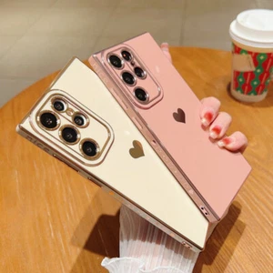 Case For Samsung Galaxy S23 S22 Ultra S21 FE A14 Love Heart Silicone Phone Cover - Picture 1 of 28