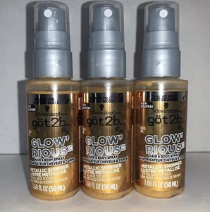 3 NEW SCHWARZKOPF Got2b GLOW'RIOUS Metallic ShimmerHair Body 1.69 floz FREE SHIP - Picture 1 of 1