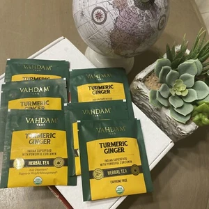 VAHDAM Organic Turmeric Ginger Herbal Tea 6 Tea Bags. - Picture 1 of 3