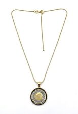 Bellezza 500 Lira Coin Black Spinel Bronze Flip Pendant w/ Adjustable Chain