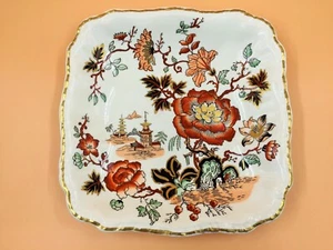 Masons Goldene Azalee Vintage Ironstone quadratische Servierschale. - Bild 1 von 9