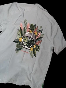 Men's M NWT Tommy Bahama Shirt Coconut Point Frondly Fan Camp Football Gray - Picture 1 of 8