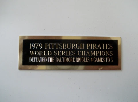 Pittsburgh Pirates Baseball Card 1979 World Series Card Plaque Nameplate 1" X 3" Cover