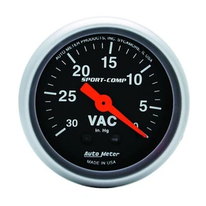 Auto Meter 2-1/16" Sport-Comp Mechanical Vacuum Gauge 0-30" HG (3384) - Bild 1 von 2
