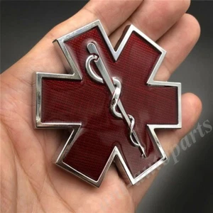 3D Red Metal EMS EMT Star of Life Car Trunk Rear Emblem Badge Decal Sticker New - Bild 1 von 4