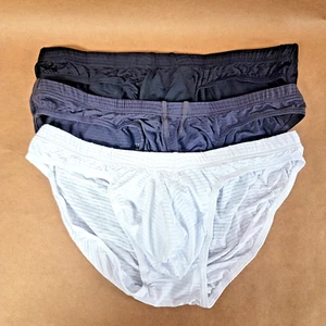 Real Men 3 pc Size Small Nylon Bikini Briefs D Pouch Blk/Wht/Gry NEW - Picture 1 of 7