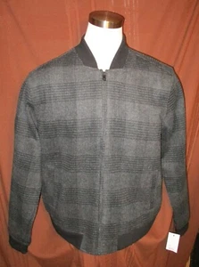 Apt. 9 Mens Full-Zip Lined Jacket, Gray Plaid, Polyester Wool Blend, Size L, New - Picture 1 of 8