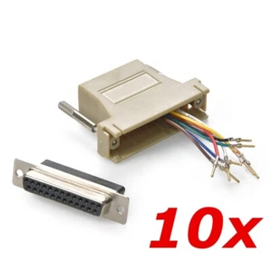10 Pack - DB25 25-Pin Serial D-SUB Female to RJ45 Female 8P8C Adapter Converter - Picture 1 of 4