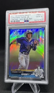 FERNANDO TATIS JR ROOKIE SKY BLUE REFRACTOR #/399 2017 Bowman Draft ๐ PSA 10 - Picture 1 of 5