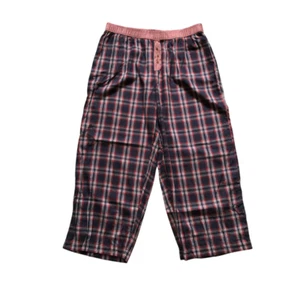 Anthropologie the Wren Boxer Pants Pajamas Womens XL Navy Blue Pink Plaid Lounge - Picture 1 of 9
