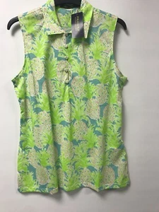 Ralph Lauren Golf Women's Sleeveless Polo Shirt Top Green Pineapple Size M Bnwt - Picture 1 of 5