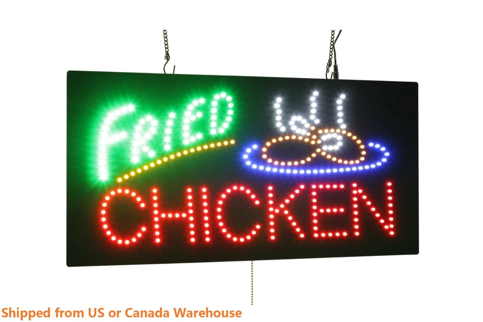 Fried Chicken Neon Sign LED Open Sign Store Sign Business Sign Window Sign - Image 1 of 4