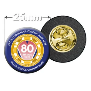 VE Day 80th Anniversary CUSTOM NAME Clutch Pin Badge Design 2 - Special Edition - Picture 1 of 5