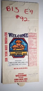 Vintage Paper Sack Bag - WELCOME CORN MEAL, WELCOME MILLING, WELCOME NC - 1992 - Picture 1 of 1